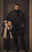 Paolo  Veronese Reaches the Pohl to hold with his son Yadeliyanuo portrait Spain oil painting artist